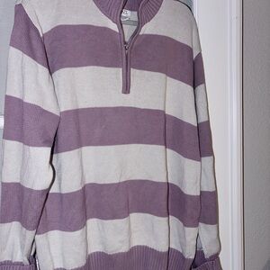 Rue21 Lavender and Cream Quarter-Zip Sweater